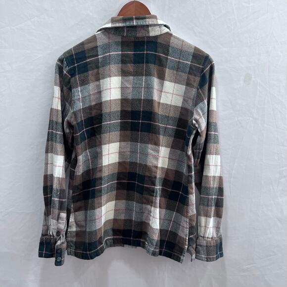 Patagonia Organic Cotton Plaid Brown Button-Up Long Sleeve Shirt Size 10 - Picture 2 of 8